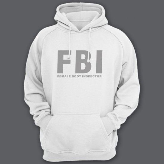 Прикольная мужская толстовка с капюшоном с надписью FBI Female Body Inspecto