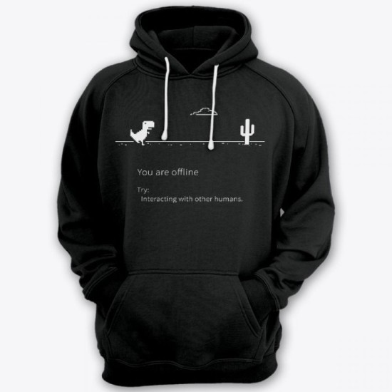 Прикольная толстовка с капюшоном с надписью You are offline. Try interacting with other humans