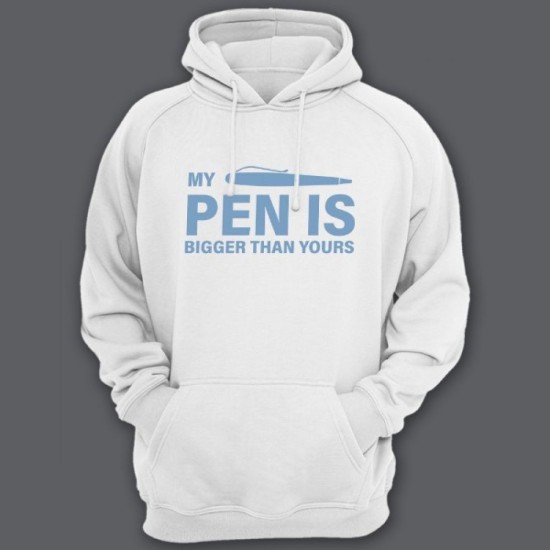 Прикольная мужская толстовка с капюшоном с надписью My pen is bigger than yours
