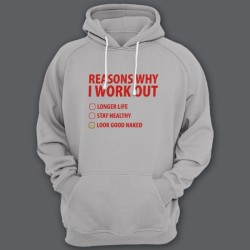 Прикольная мужская толстовка с капюшоном с надписью Reasons why i workout