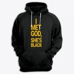 Прикольная мужская толстовка с капюшоном с надписью I met god, shes black