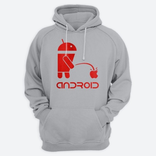 Прикольная мужская толстовка с капюшоном с надписью ANDROID.