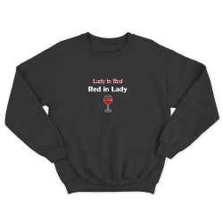 Свитшот со смешной надписью для женщины Red in lady. Смешной свитшот.