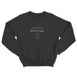 Свитшот со смешной надписью для женщины Red in lady. Смешной свитшот.