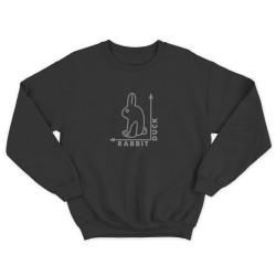 Смешной женский свитшот с надписью Duck rabbit. Прикольный свитшот.