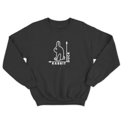 Смешной женский свитшот с надписью Duck rabbit. Прикольный свитшот.
