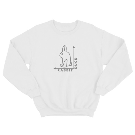 Смешной женский свитшот с надписью Duck rabbit. Прикольный свитшот.