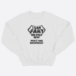 Женский прикольный свитшот с надписью I can fart and walk away / Смешная оригинальная и очень крутая толстовка без капюшона