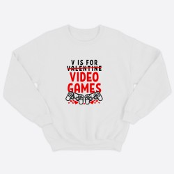 Женский свитшот ко дню влюбленных с принтом V is for Video games / Свитшот на 14 февраля