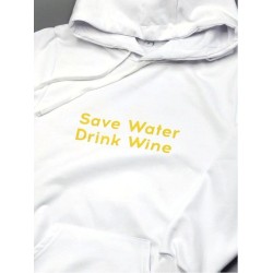Прикольная мужская толстовка с капюшоном с надписью Save water drink wine
