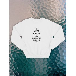 Женский белый свитшот с надписью Keep calm и рисунком, аниме, оверсайз, унисекс. Кофты с принтом, эко худи парные для женщин и мужчин, мужа и жены, влюбленной пары, парня и девушки без капюшона.