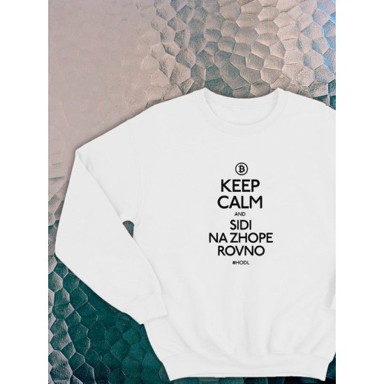 Женский белый свитшот с надписью Keep calm и рисунком, аниме, оверсайз, унисекс. Кофты с принтом, эко худи парные для женщин и мужчин, мужа и жены, влюбленной пары, парня и девушки без капюшона.