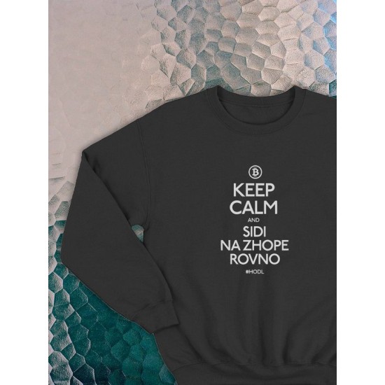 Женский черный свитшот с надписью Keep calm и рисунком, аниме, оверсайз, унисекс. Кофты с принтом, эко худи парные для женщин и мужчин, мужа и жены, влюбленной пары, парня и девушки без капюшона.