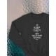 Женский черный свитшот с надписью Keep calm и рисунком, аниме, оверсайз, унисекс. Кофты с принтом, эко худи парные для женщин и мужчин, мужа и жены, влюбленной пары, парня и девушки без капюшона.