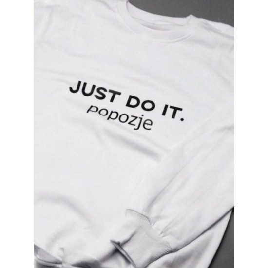 Женский прикольный свитшот с надписью Just do it popozje / Смешная оригинальная и очень крутая толстовка без капюшона