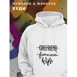 Парные худи унисекс для влюбленных, подруг и друзей, женская кофта, толстовка оверсайз с принтом и надписью Жена на подарок мужу и жене, парню и девушке, парная одежда для двоих, пар.