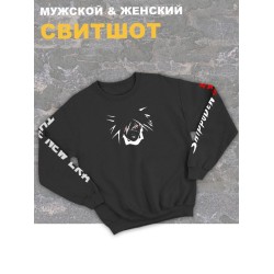 Женский свитшот оверсайз черный с принтом аниме Мадара Учиха манга.