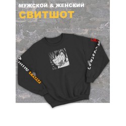 Женский свитшот оверсайз черный с принтом аниме Хентай anime hub.