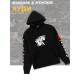 Мужское худи оверсайз черное с принтом аниме Тян самурай samurai.