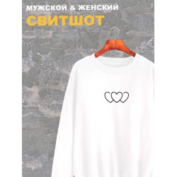 Свитшот три сердца сердечки рисунок y2k aesthetic белая оверсайз с принтом надписью рисунком унисекс мужская женская для подростков мальчика девочки взрослых хлопковая трикотажная одежда