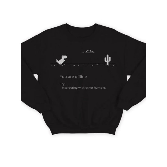 Свитшот черный толстовка с динозавриком You are offline