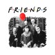 Худи с принтом Персонажи из страшного кино и надписью Friends оверсайз белое. Худи унисекс с героями ужастиков для фанатов horror movies street style.