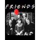 Худи с принтом Персонажи из страшного кино и надписью Friends оверсайз черное. Худи унисекс с героями ужастиков для фанатов horror movies street style.