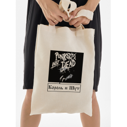 Шоппер бежевый Король и Шут киш punks not dead. Эко сумка rock с принтом и надписью анархия Горшок панк рок, унисекс женская и мужская, детская хлопковая трикотажная большая для молодежи и подростка