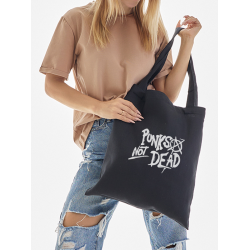 Шоппер черный Король и Шут киш punks not dead. Эко сумка rock с принтом и надписью анархия Горшок, панк рок унисекс, мужская и женская, детская для подростка, молодежи, хлопковая трикотажная большая
