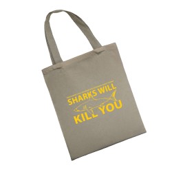 Сумка шоппер - холщовая хлопковая эко сумка с принтом Sharks will kill