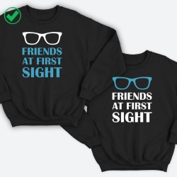 Парные свитшоты для двоих друзей Friends at first sight. Толстовки без капюшона для двоих