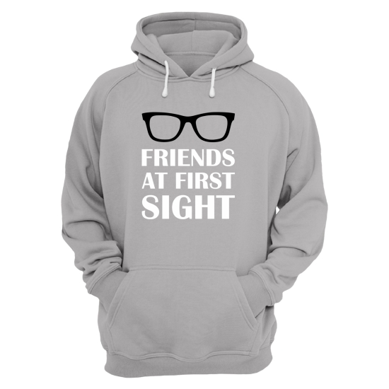 Парные толстовки с капюшоном для двоих друзей c надписью Friends at first sight