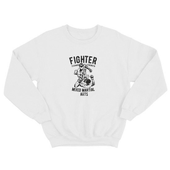 Свитшот для борцов с принтом Fighter / Мужская борцовская толстовка без капюшона для повседневной носки и для тренировок