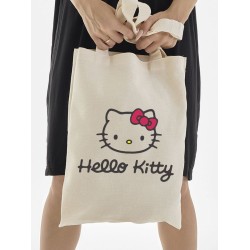 Сумка шоппер бежевый Аниме Hello Kitty Куроми дрейн тканевая с принтом Хелло Китти геншин импакт однотонный мягкий большая с надписью Хело Кити через плечо с котом bts токийские мстители