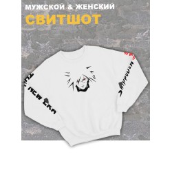 Свитшот женский белый оверсайз с принтом аниме Мадара Учиха манга.