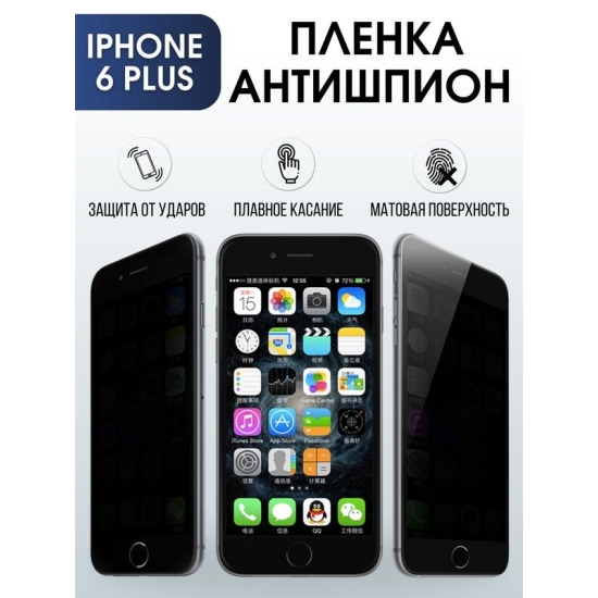 Защитная гидрогелевая пленка антишпион на телефон IPHONE 6 PLUS, для телефона мобильного, для защиты экрана