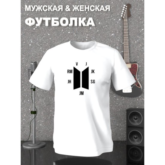 Футболка BTS logo БТС V JK SG JM JH RM J с принтом