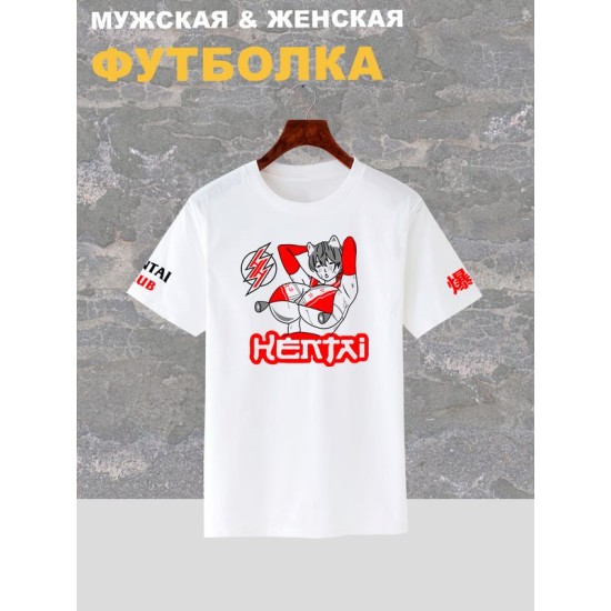 Футболка хентай тян anime, sexy hentai club с принтом ahegao