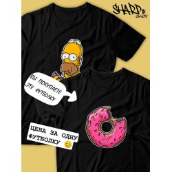 Парные футболки пончик Симпсоны Simpsons с принтом