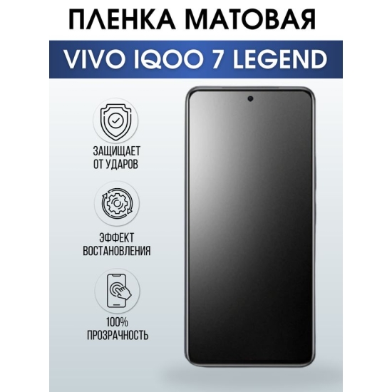 Защитная гидрогелевая пленка для смартфона Vivo IQOO 7 legend. Матовая полиуретановая плёнка на мобильный телефон, для защиты экрана.