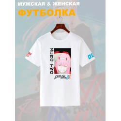 Футболка Zero Two Darling in the Franxx Зеро Ту аниме с принтом