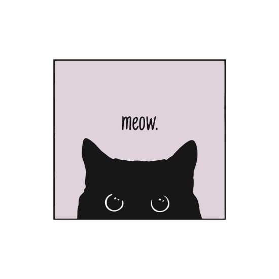Футболка meow с черным котом мяу с принтом