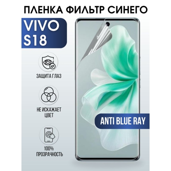 Защитная гидрогелевая пленка для смартфона Vivo S18. Полиуретановая плёнка anti blue ray на мобильный телефон Виво С18, для защиты экрана.