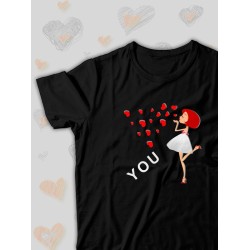 Парная футболка Love loving you с сердечками с принтом