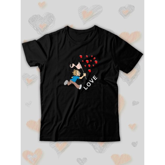 Парная футболка Love loving you с сердечками с принтом