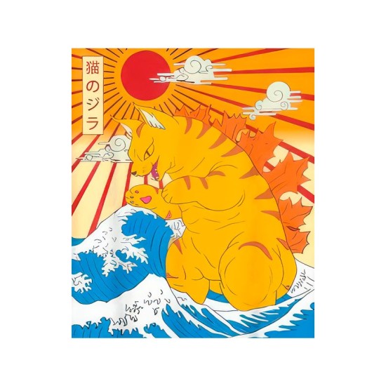 Футболка catzilla аниме кот japan neko с принтом
