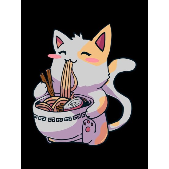 Футболка аниме котик и рамен japan maneki neko с принтом