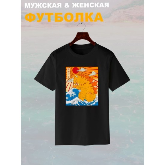 Футболка catzilla аниме кот japan neko с принтом