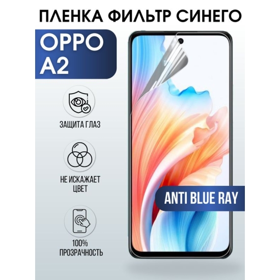 Защитная гидрогелевая пленка для смартфона Орро A2. Полиуретановая плёнка anti blue ray на мобильный телефон Оппо А2, для защиты экрана.