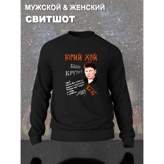 Свитшот Сектор газа с принтом Юрий Хой, панк рок мерч punk rock merch в ретро стиле, толстовка без капюшона, гранж одежда андеграунд y2k style underground.